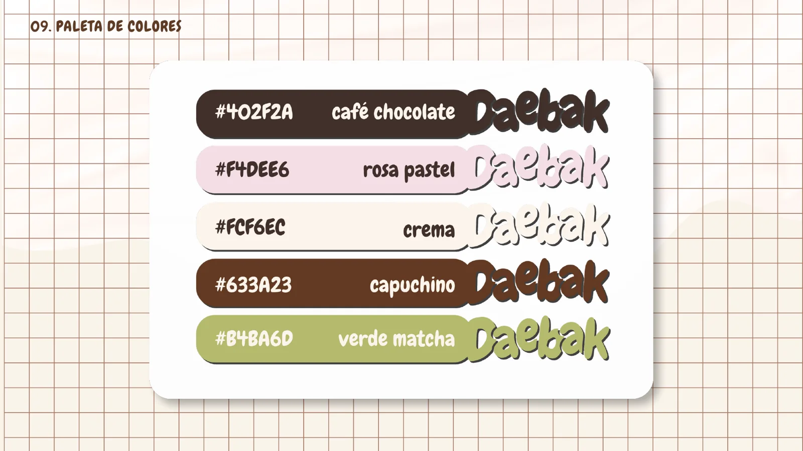 Paleta de colores de Daebak
